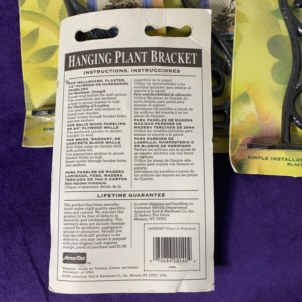 / Amertac Plant Wall Hangers Bracket NEW -1